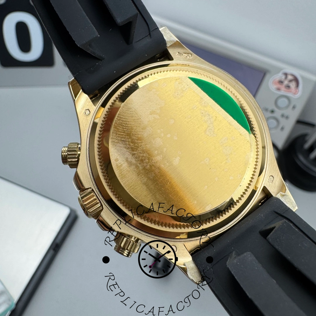 Case back of Rolex Cosmograph Daytona 126518LN Cal.4131 with gold finish and hallmark.