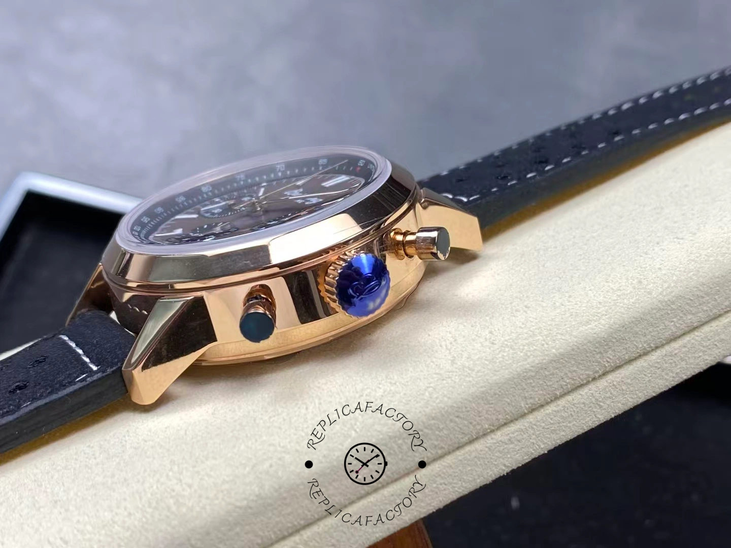 Side view showing crown and pushers of Breitling Top Time B01 RB01761A1Q1X1.