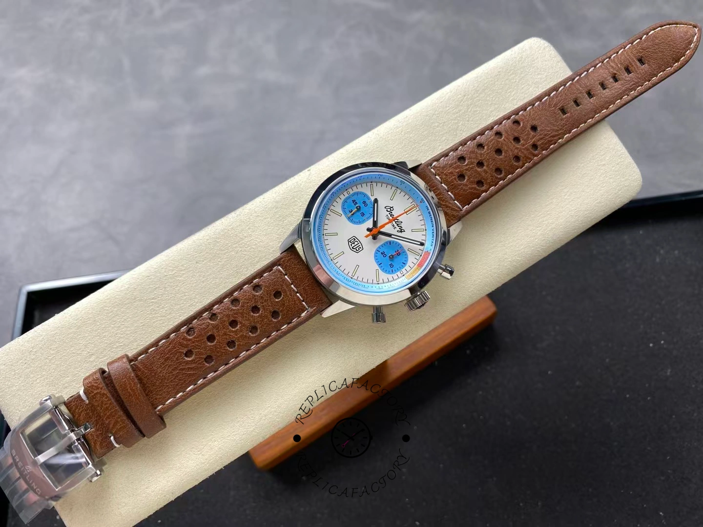 Breitling Top Time Deus L.E. 41MM White Dial Leather Strap A233112A1A1X1 Replica