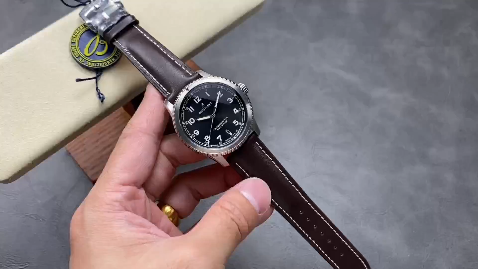 Breitling Navitimer 8 Automatic 1:1 Clone A17314101B1X1 41mm Brown Calfskin Strap - Video