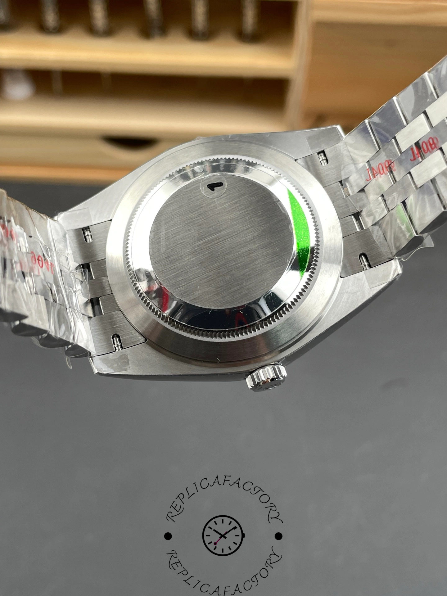 Solid caseback of Rolex Datejust 41mm m126334-0012 with brushed finish.