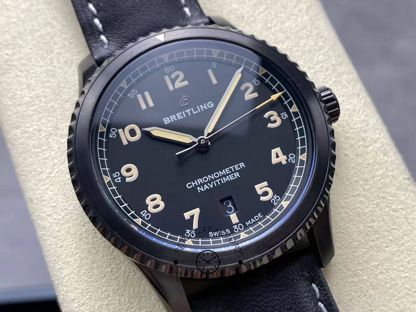 Detailed dial view of Breitling Navitimer 8 Automatic 41 M17314101B1X1 showing lumed hands.