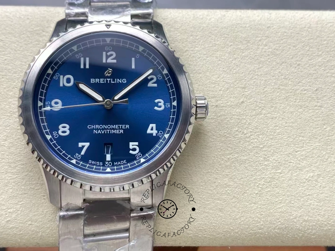 Front view of Breitling Navitimer 8 A17314101C1A1 with date window at 6 o’clock. - Front view