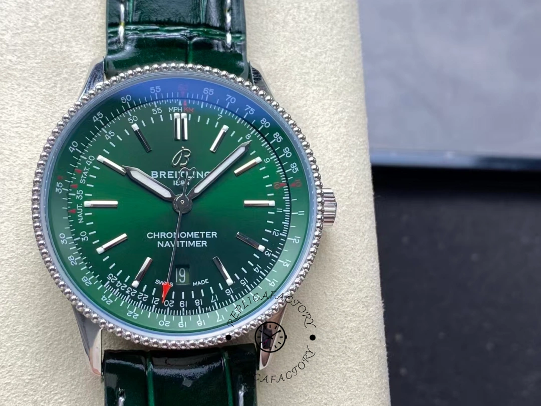 Front view of Breitling Navitimer 41 A17326361L1P1 showing full dial and bezel. - Front view