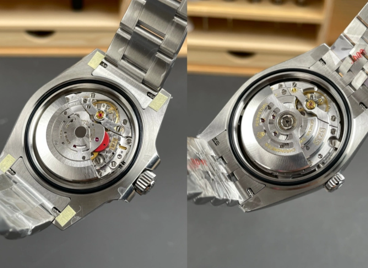 Rolex Submariner 3135 and 3235 clone movement with automatic rotor and balance wheel