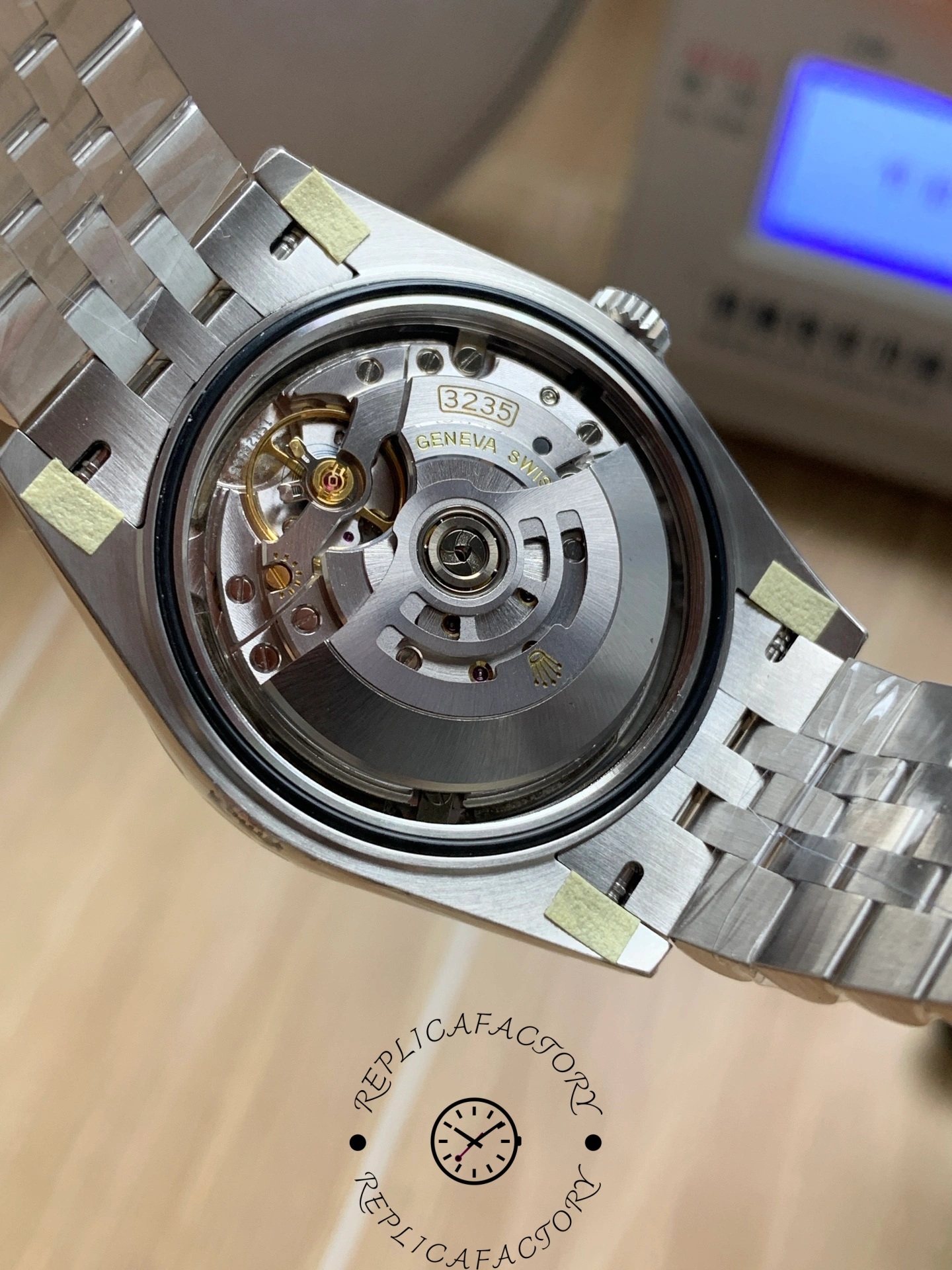Movement view of Rolex Datejust 41 126334-0030 showing 3235 automatic calibre.