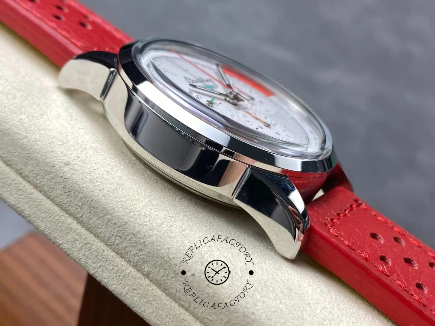 Left side of Breitling Top Time B01 AB01766A1A1X1 polished steel case.