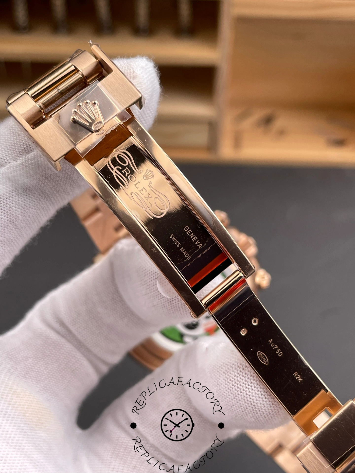 Inside clasp engraving of Rolex Daytona 126505 showing markings and hallmarks.