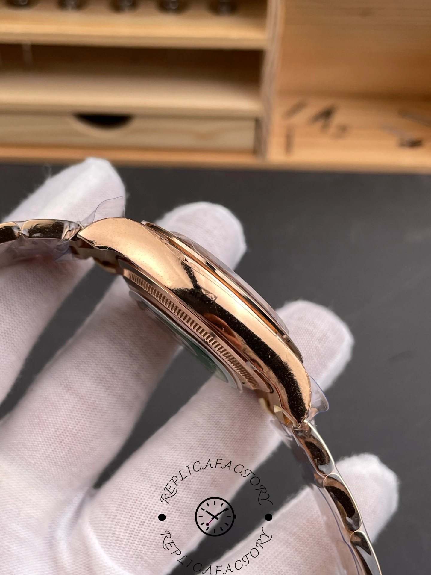 Opposite side view of Rolex Daytona 126505 showing the case curvature and polished finish.