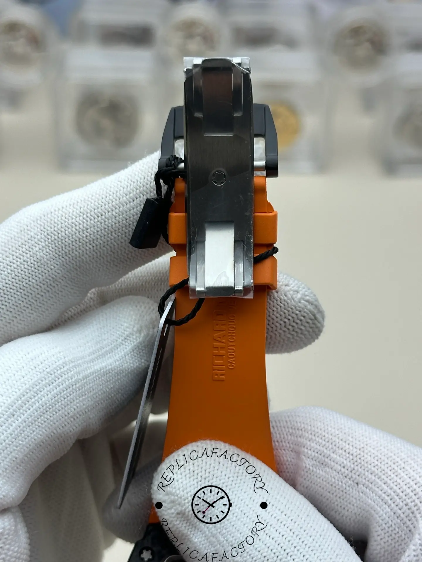 Clasp view of the Richard Mille RM 65-01 replica with titanium folding buckle.