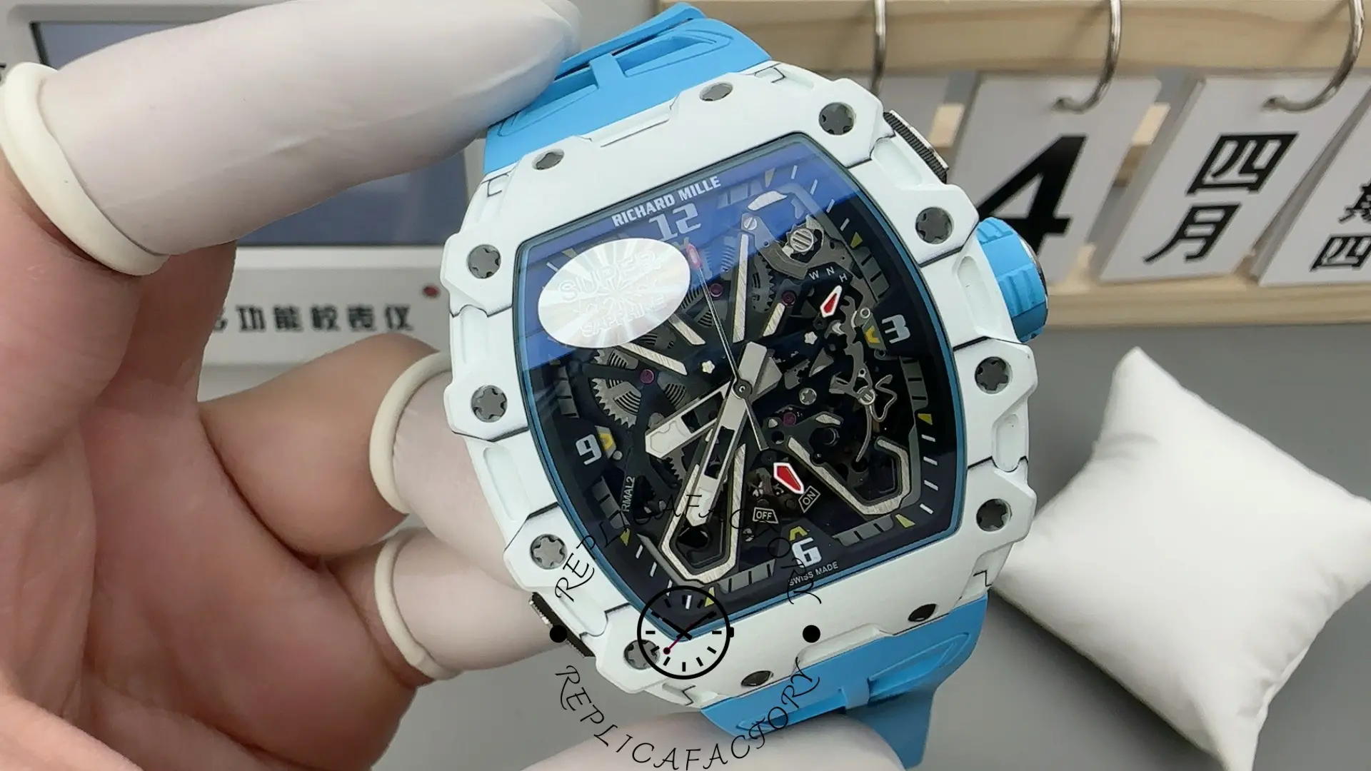 Angled front view of the Richard Mille RM 35-03 showing dial depth and case contours.