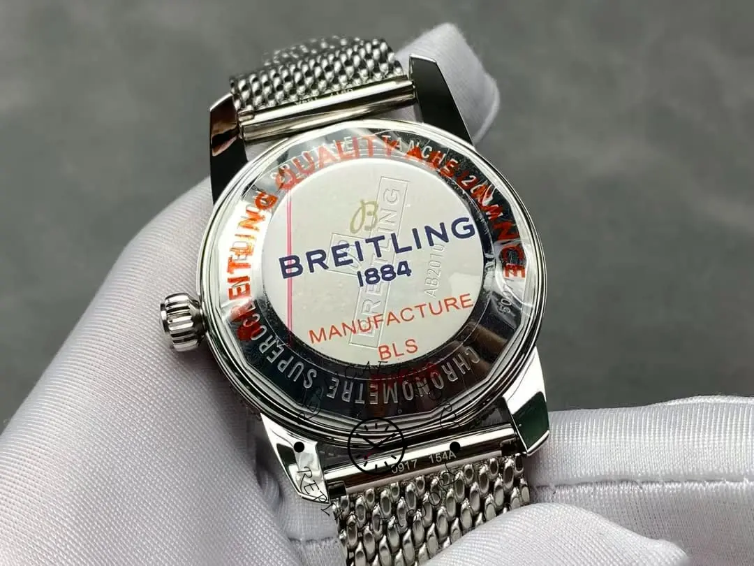 Caseback of the Breitling Superocean Heritage II B20 AB201012G827-154A with engraved branding.