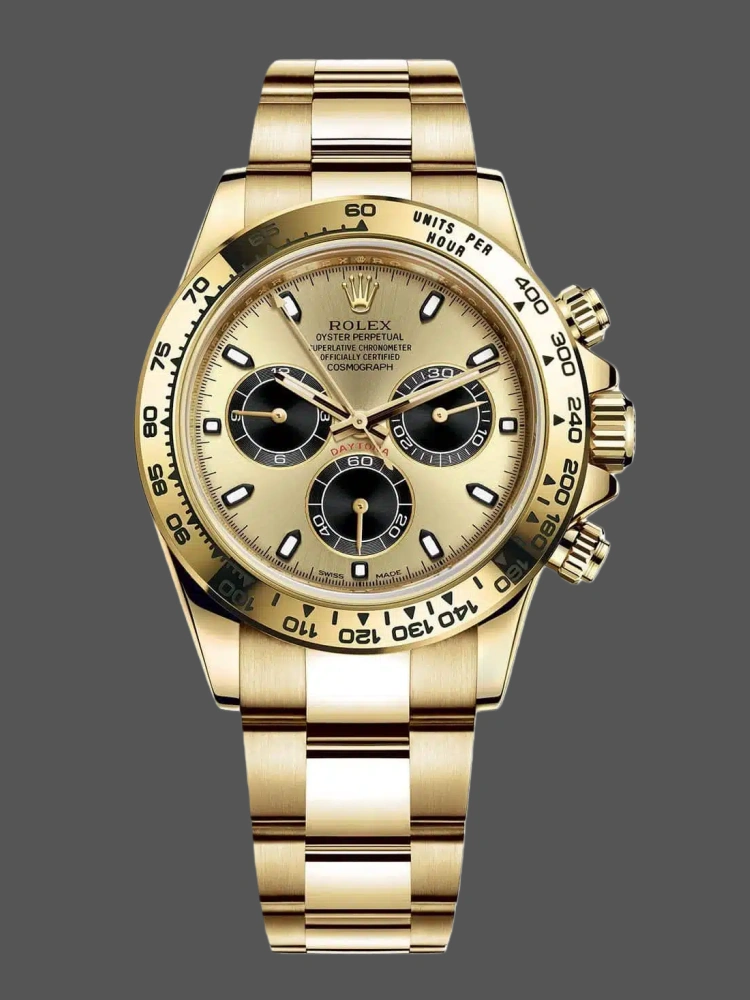 Rolex Daytona 116508 Yellow Gold Champagne Index Dial 40MM Mens Replica Watch