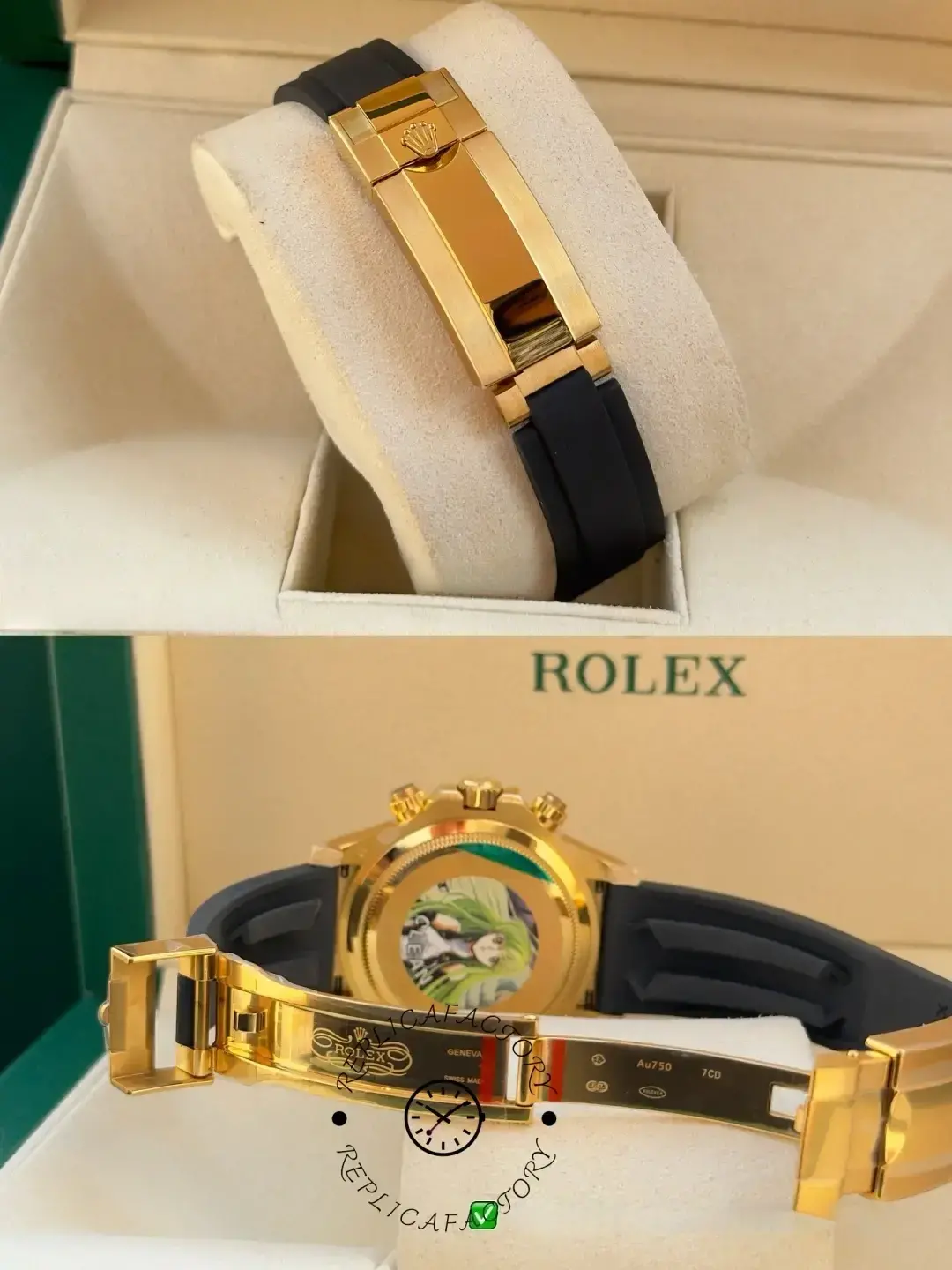 Rolex 126538TBR replica Oysterflex clasp close-up in open position.