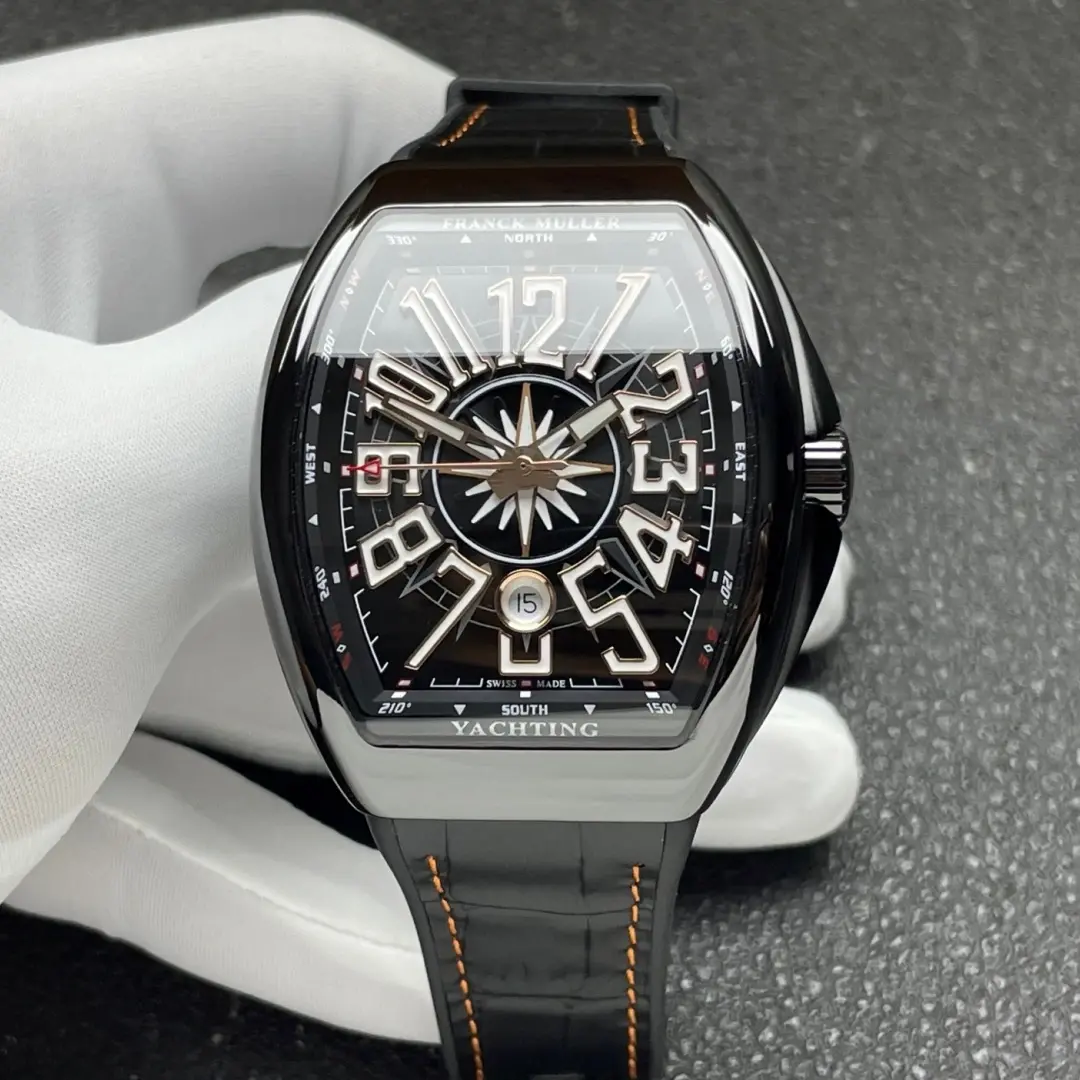 Front view of Franck Muller V 45 SC DT YACHT CR NR showing compass-style dial and oversized numerals.