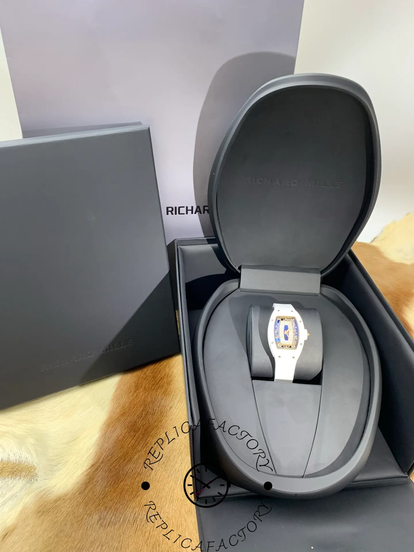 Packaging view of Richard Mille RM 07-01 displayed inside luxury presentation box.