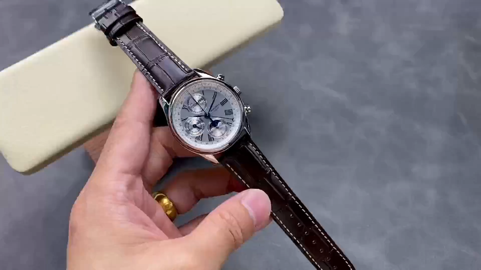 Longines Master Collection Replica Brown Leather Strap L2.773.4.71.2 Chronograph 42MM - Video