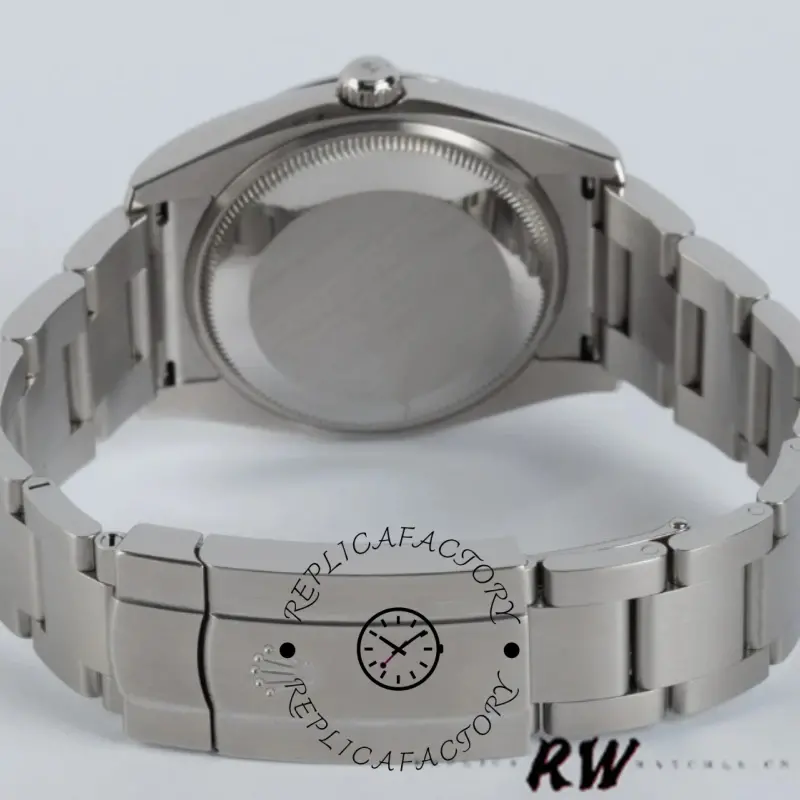 Rolex Air-King 114200, caseback view with Oyster bracelet attached.