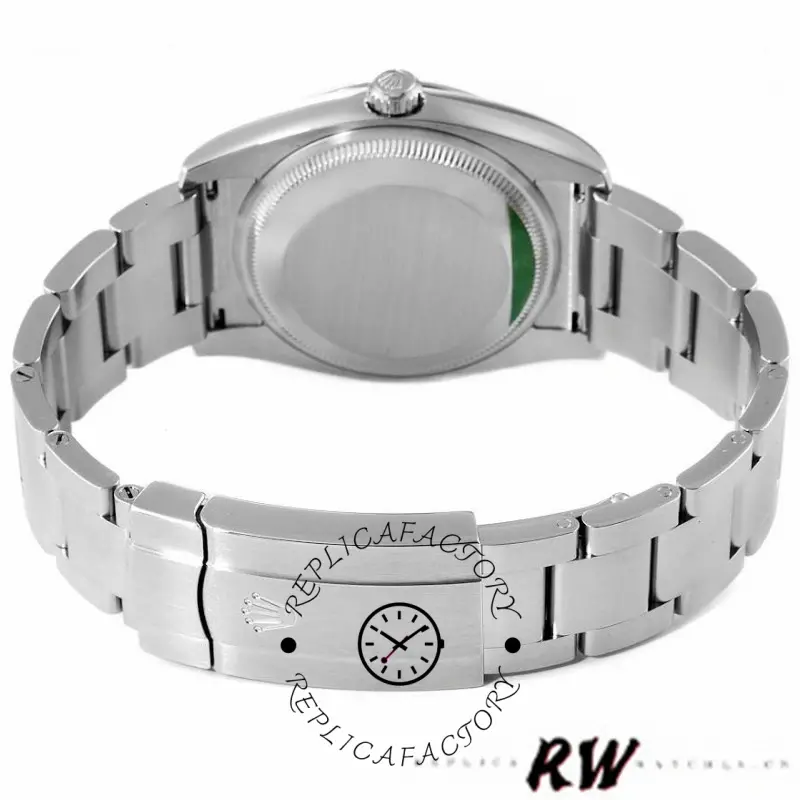 Rolex Oyster Perpetual 114200, caseback and bracelet view from the rear.