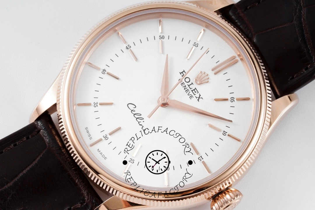 Rolex Cellini 50505 0020 39MM, close-up of dial showing minute track and central hands.