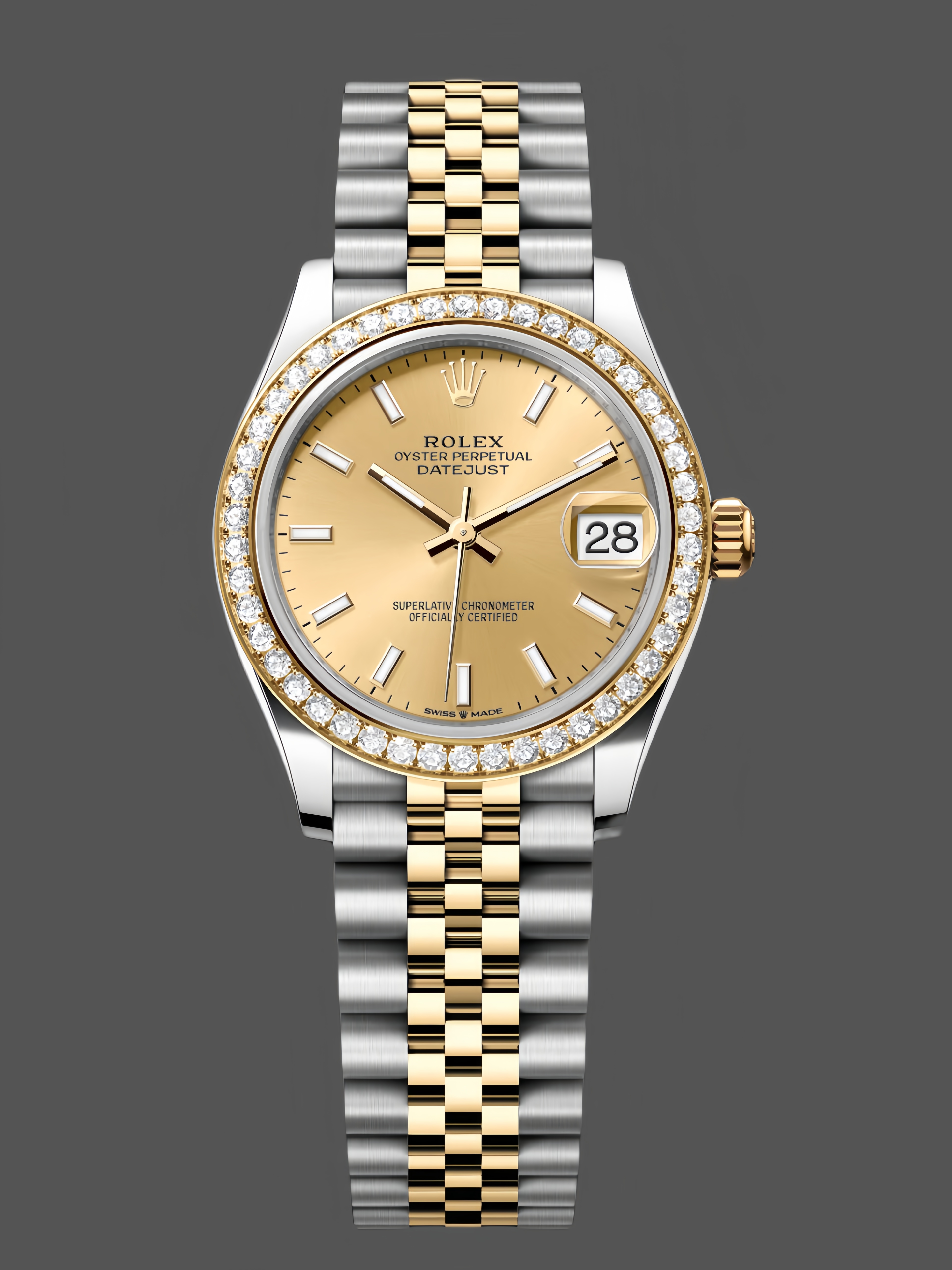 Replica Rolex Datejust 31mm Stainless Steel and Yellow Gold 278383RBR 0014 Champagne Index Jubilee Watch