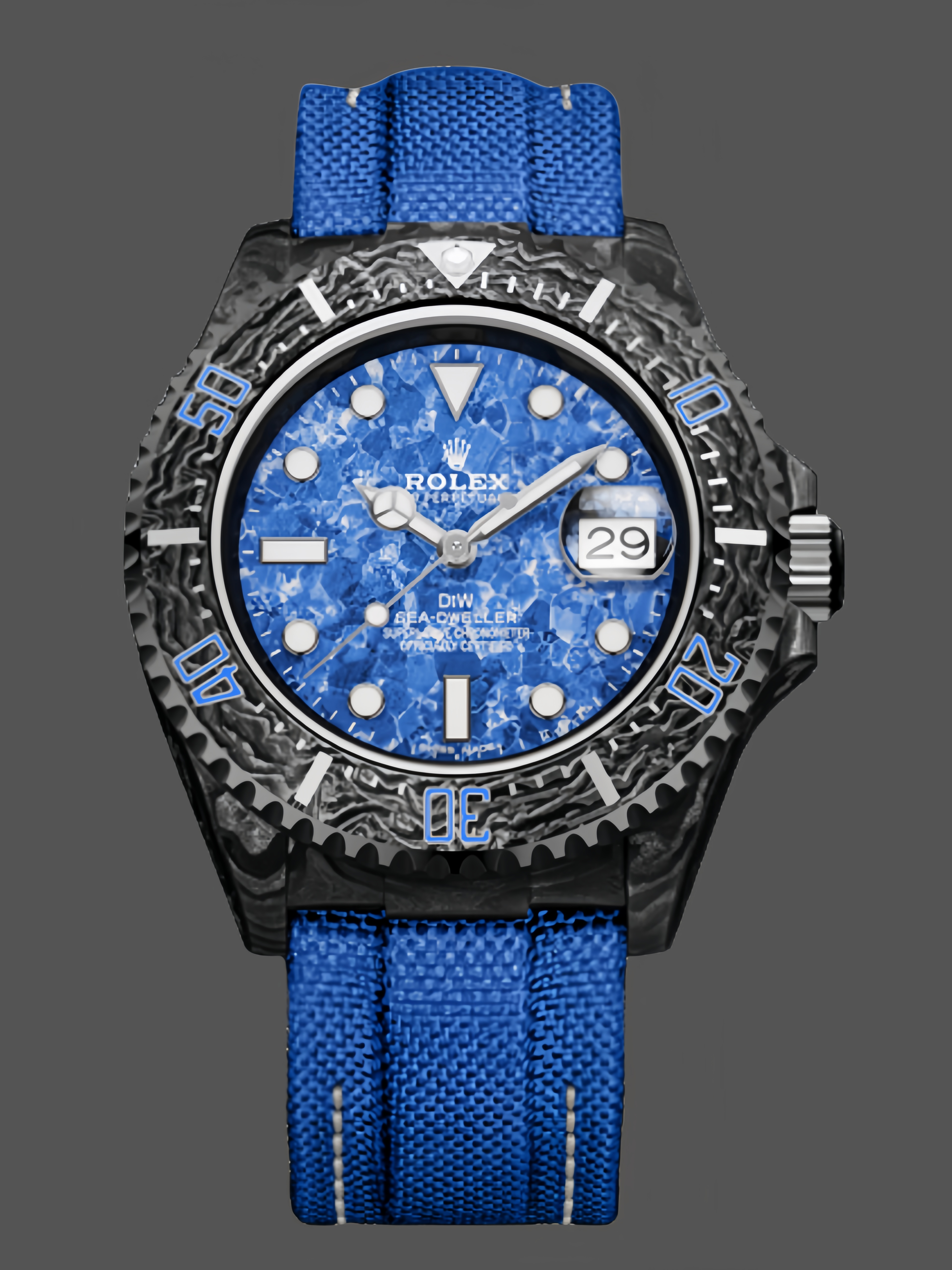 Replica Rolex Sea Dweller Customized DiW Carbon Fiber Ocean Blue Dial