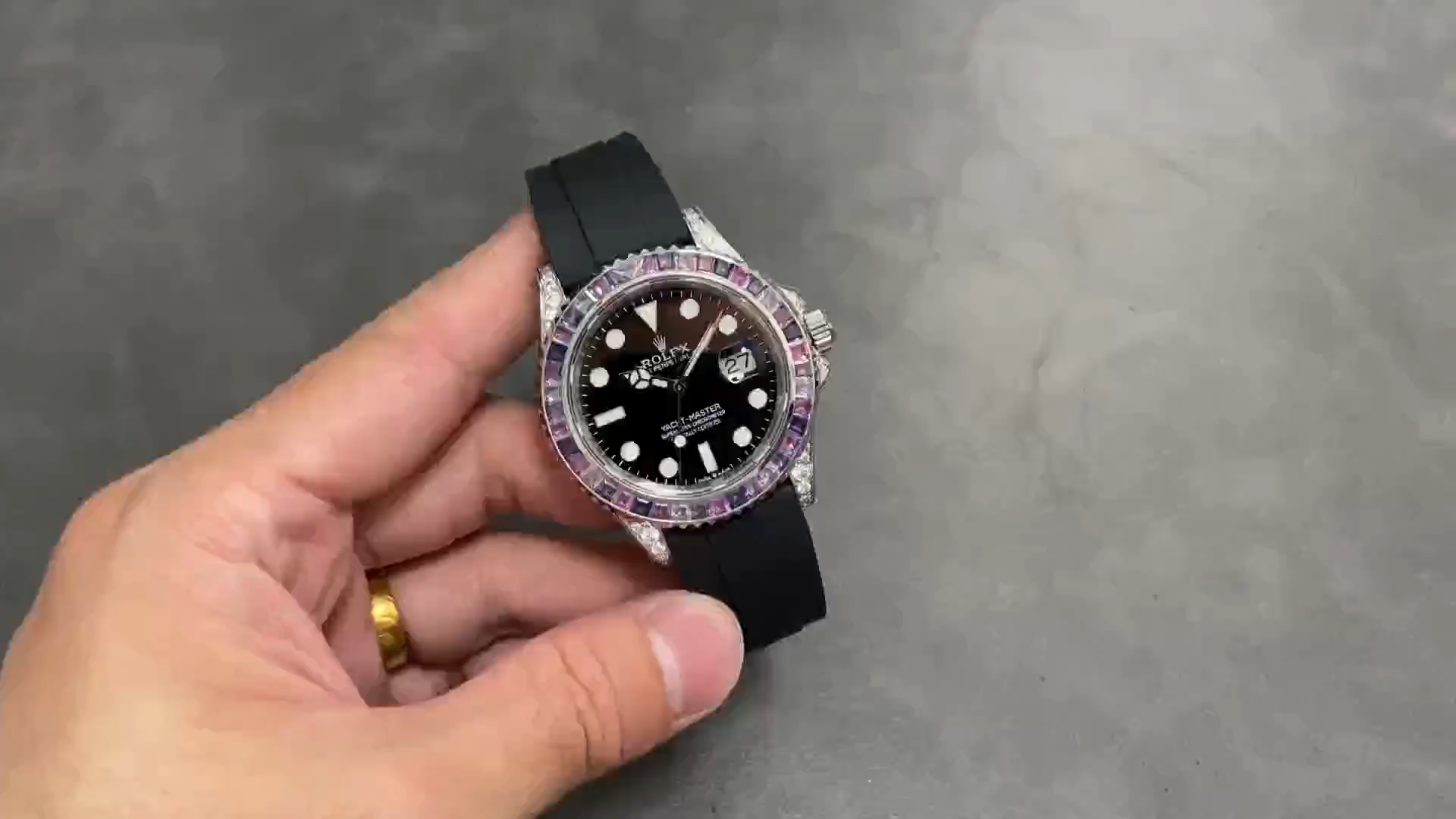 Replica Rolex Yacht Master 40 Gem Set 126679SABR 0002 Black Dial Watch