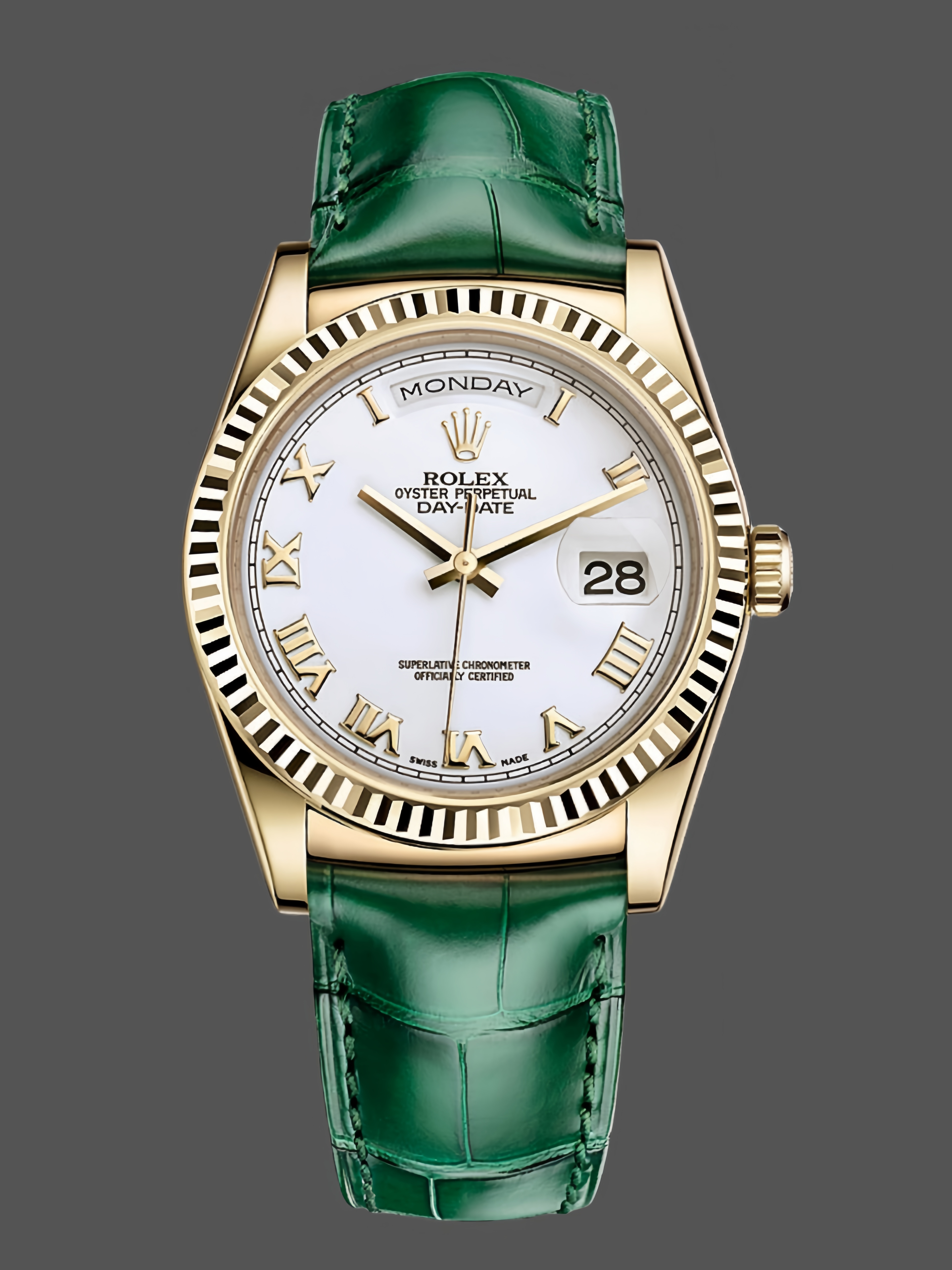 Replica Rolex Day Date 36 White Dial Solid 18k Yellow Gold 118138 Roman