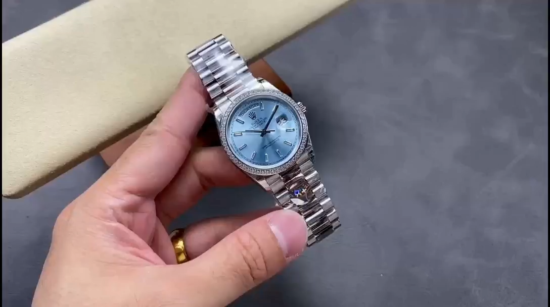 Replica Rolex Day Date m128396tbr 0003 Platinum Ice Blue Dial 36 mm Video
