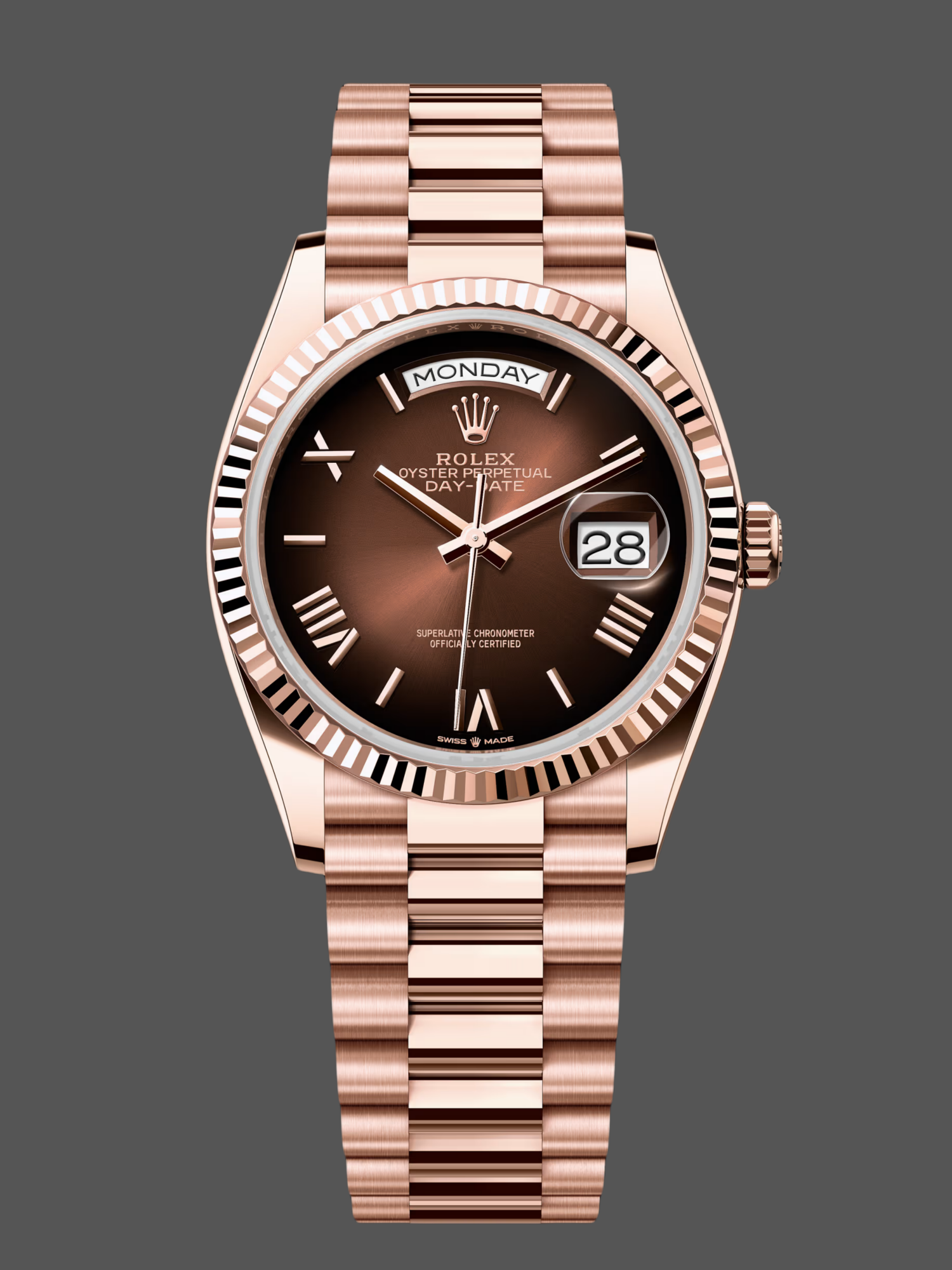 Replica Rolex Day Date 128235 0075 Brown Ombré Roman Dial 36mm Watch