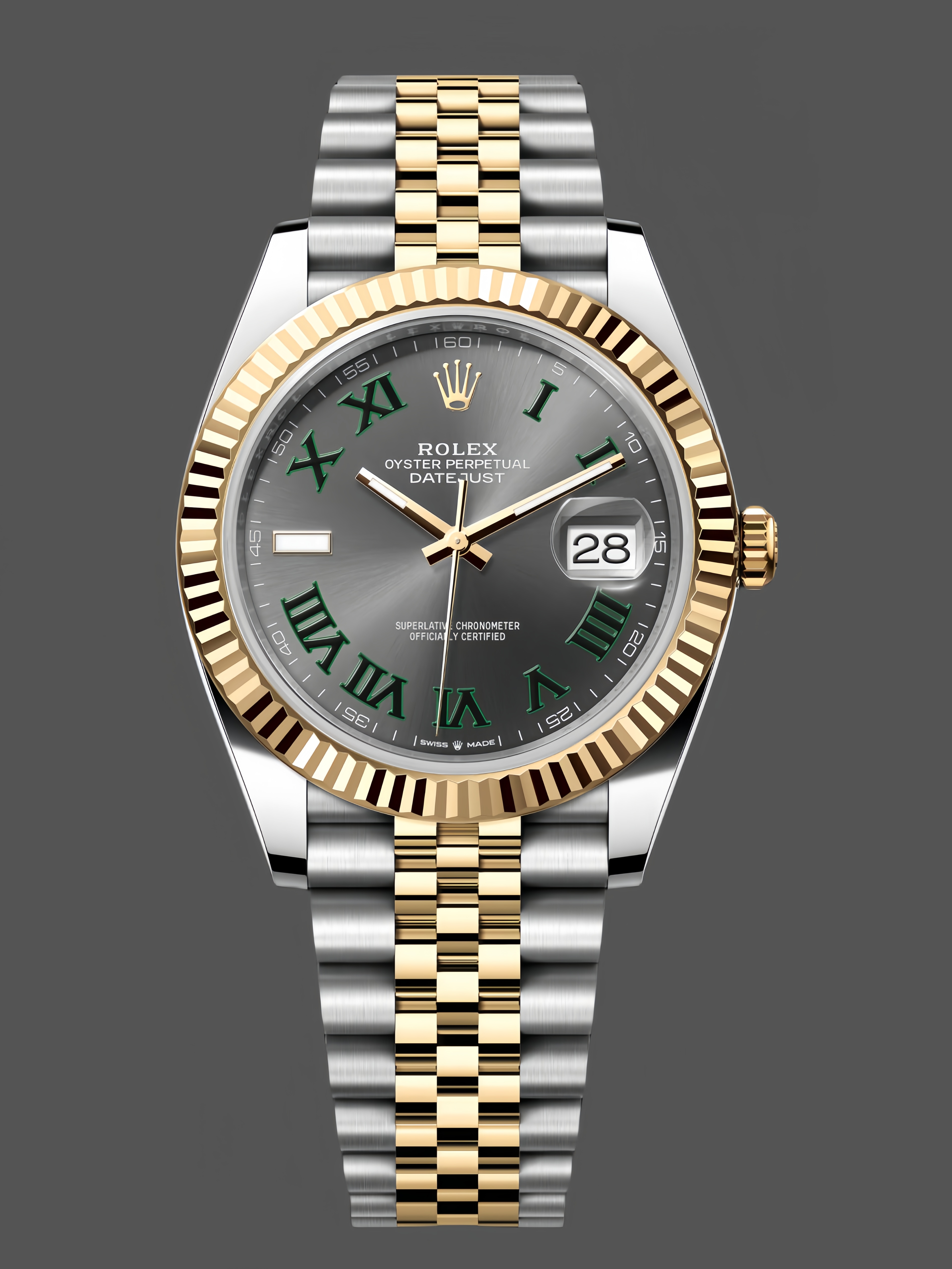 Replica Rolex Datejust m126333 0020 Grey Dial Jubilee 41mm Two Tone Men's Watch