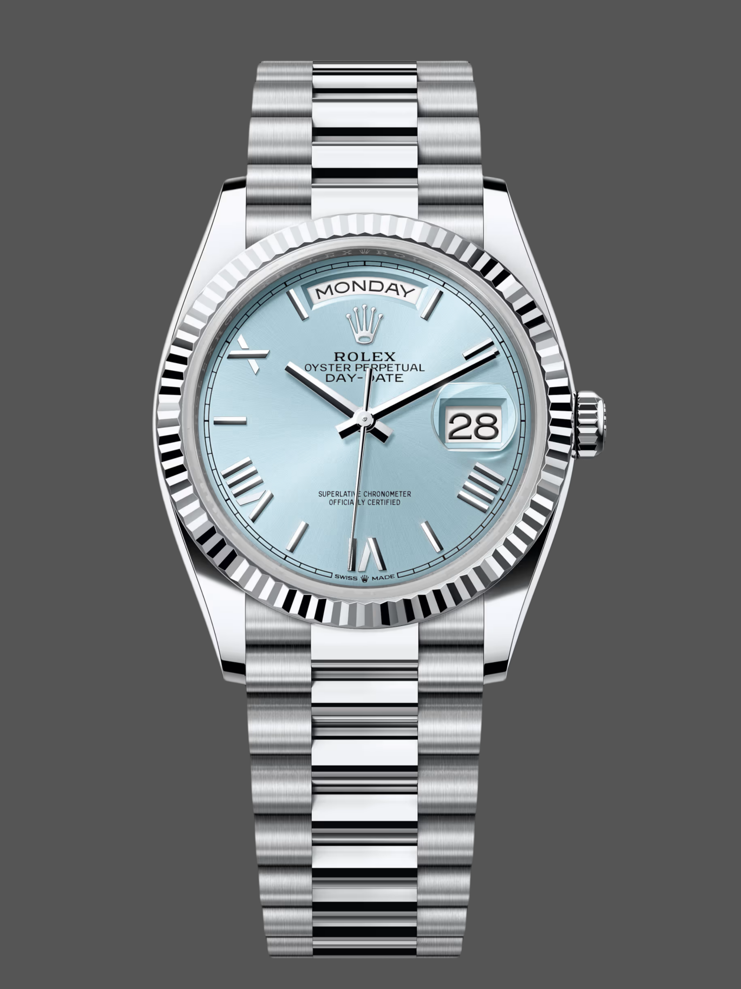Replica Rolex Day Date 128236 0018 Ice Blue Roman Dial