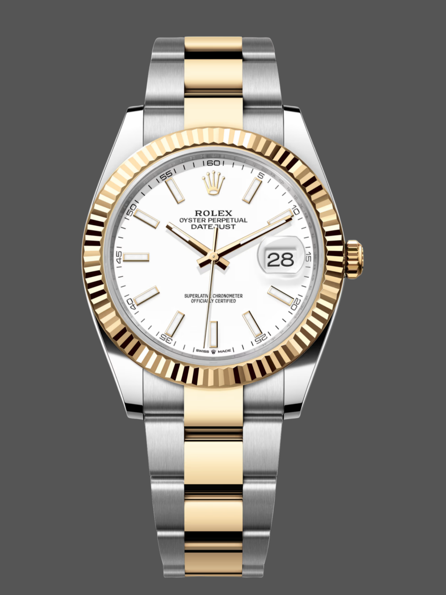 Replica Rolex Datejust 126333 0015 White Index Oyster 41mm Two Tone Steel