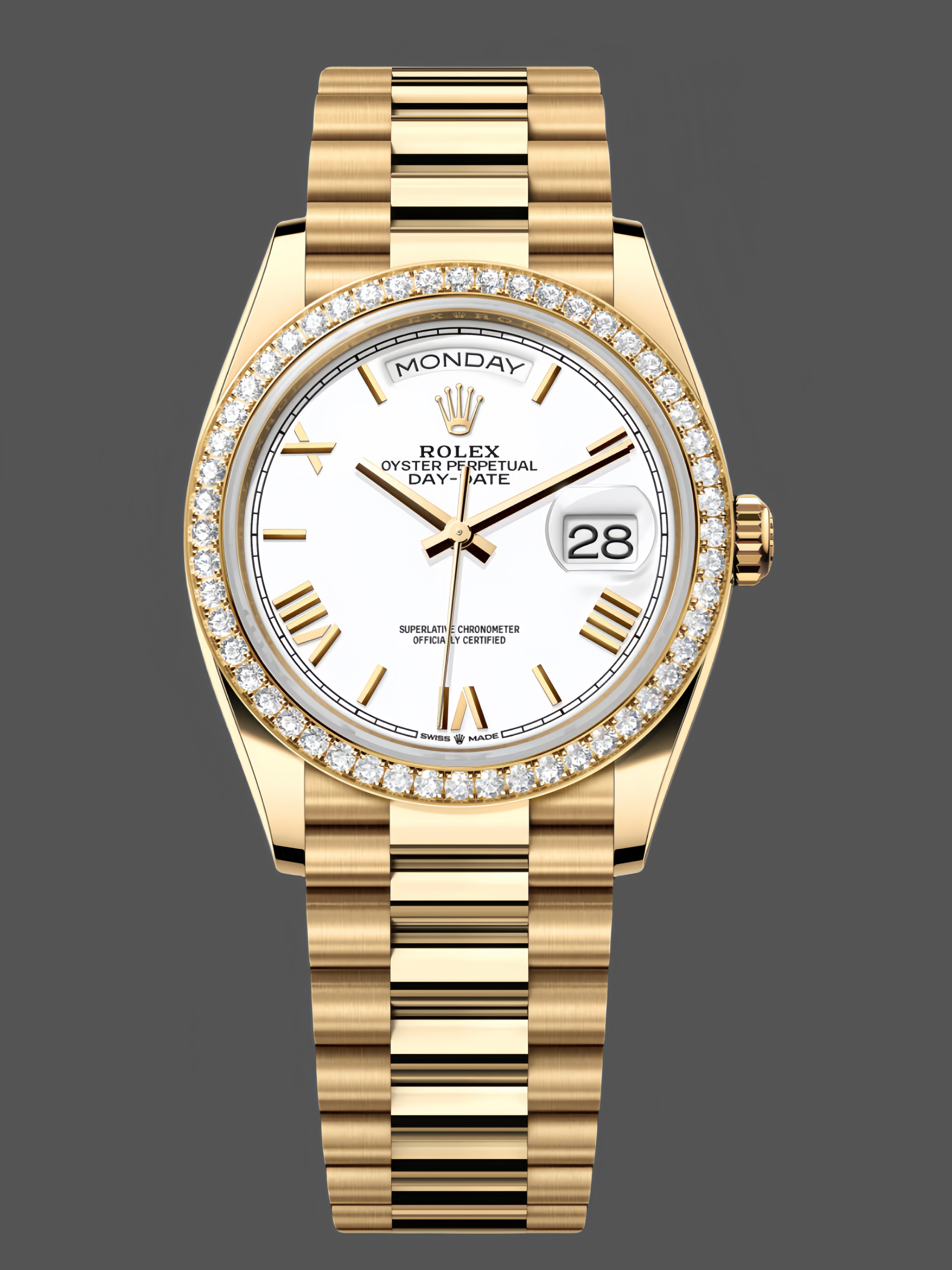 Replica Rolex Day Date 36 Yellow Gold m128348rbr 0064 White Dial