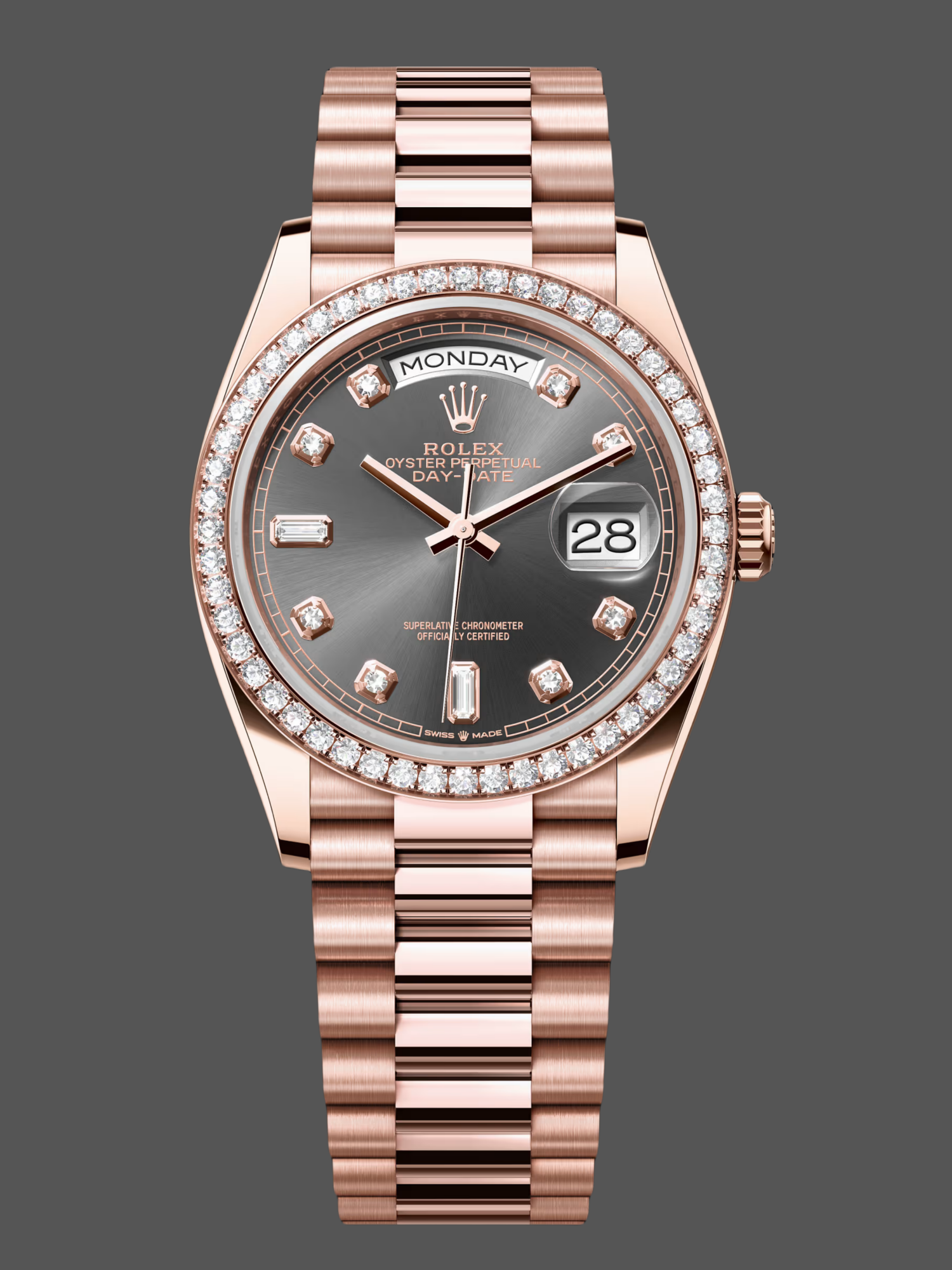 Rolex Day Date 128345RBR 0052 Slate Dial Everose Gold 36MM Unisex Replica Watch