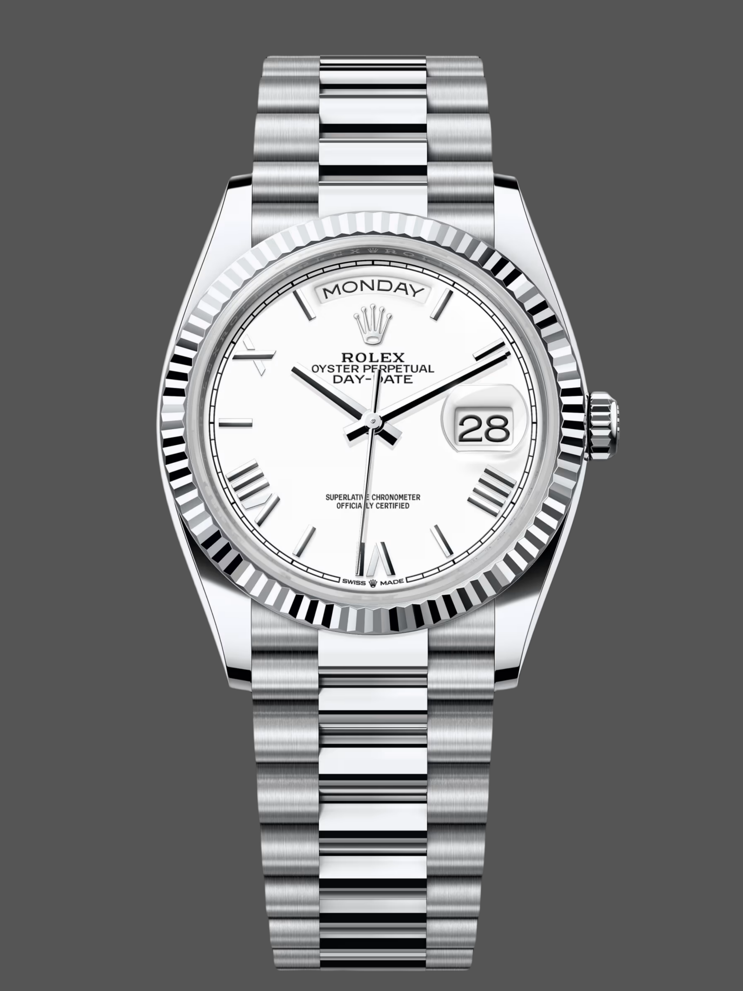 Replica Rolex Day Date 36 White Dial Platinum President Bracelet m128236 0017