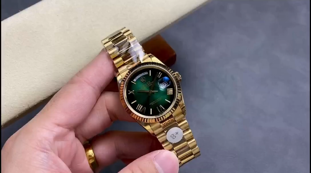 Replica Rolex Day Date 36mm Fluted Bezel Green Ombre Dial President Bracelet m128238 0118