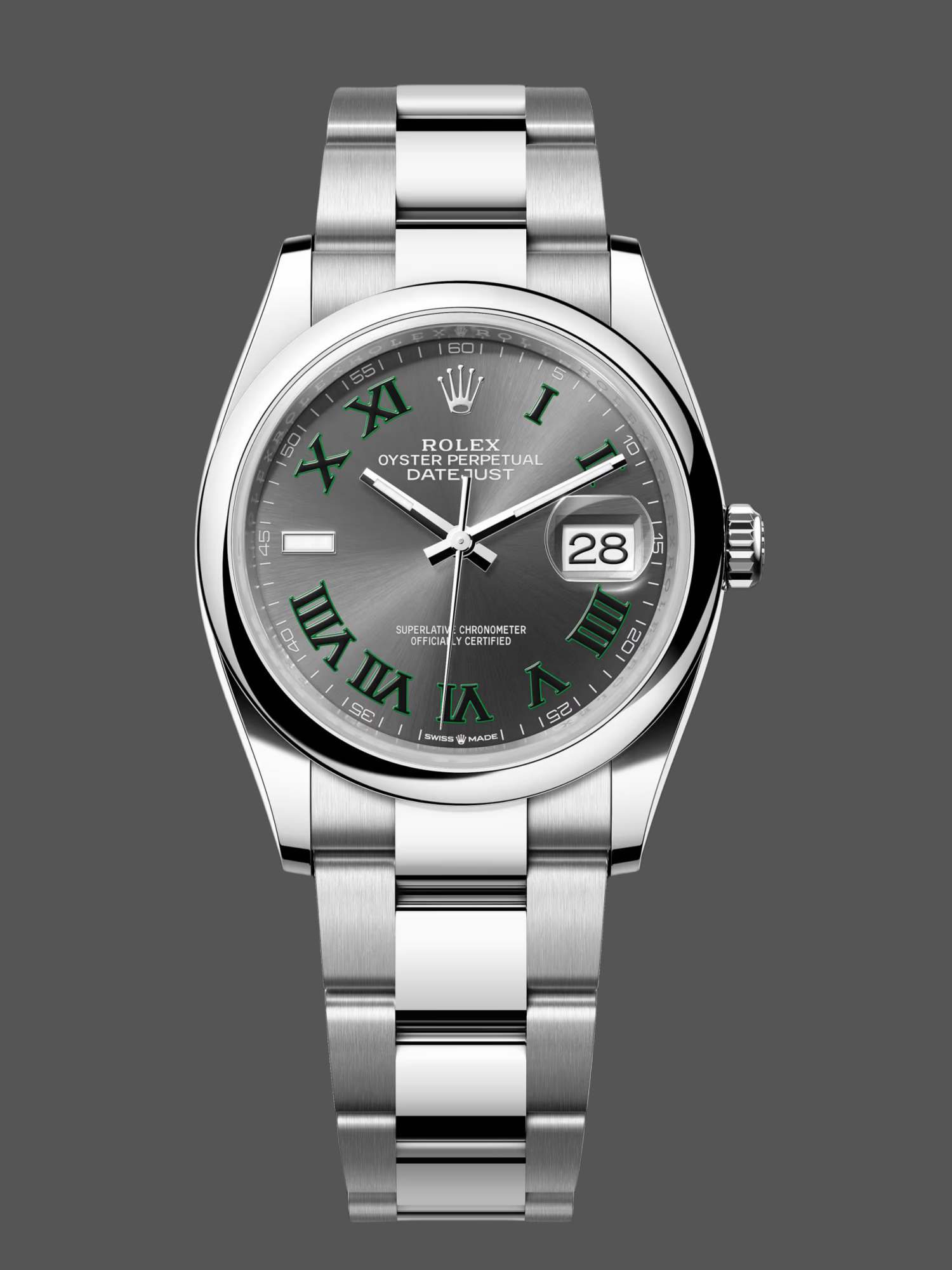 Rolex Datejust 126200 0018 Stainless Steel Grey Wimbledon dial 36MM Unisex Replica Watch