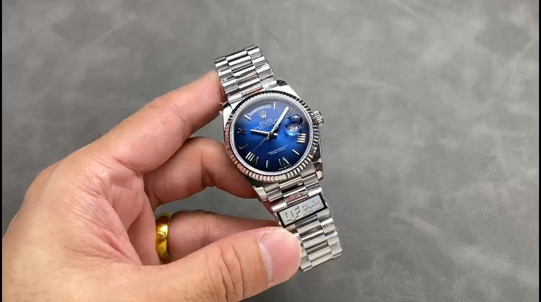 Replica Rolex Day Date 36 White Gold Blue Ombre Dial M128236 0020