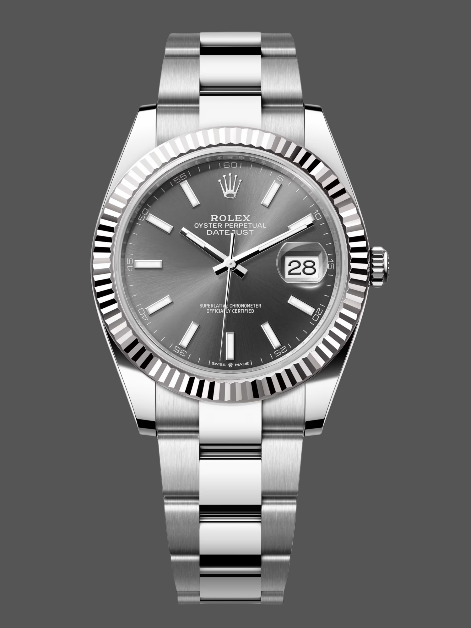 Replica Rolex Datejust 41 Grey Dial Oystersteel & White Gold Steel Strap m126334 0013