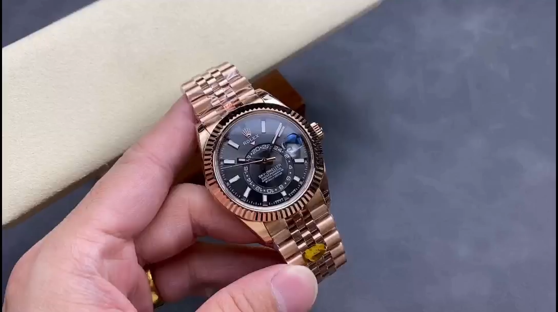 Replica Rolex Sky Dweller 42mm Everose Gold and Slate Grey Dial M336935-0008