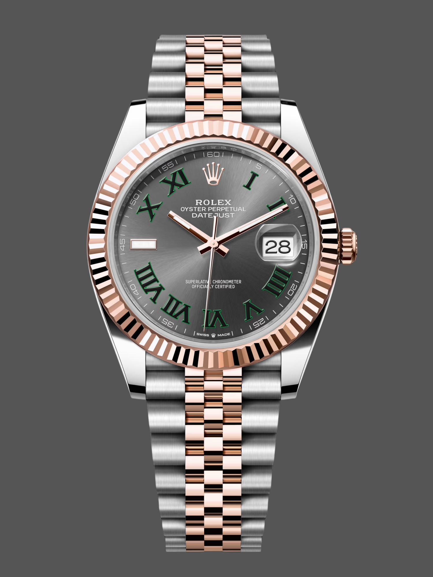 Replica Rolex Datejust 41 Everose Gold Oystersteel Grey Dial m126331 0016
