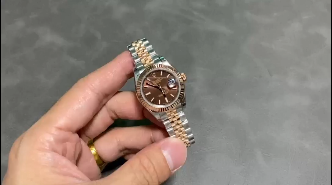 Replica Rolex Datejust 28 Chocolate Index Steel & Rose Gold m279171 0017