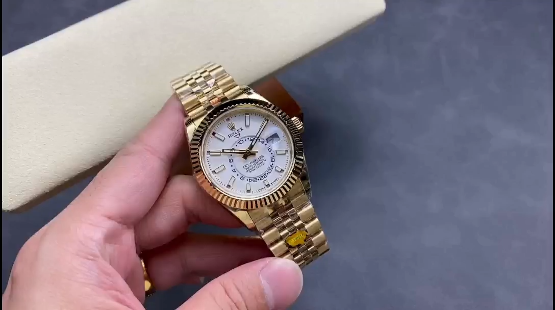 Replica Rolex Sky Dweller 42 Yellow Gold GMT White Dial Jubilee Style M336938 0006 Men's Watch