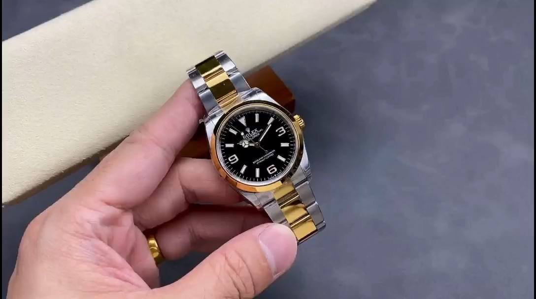 Replica Rolex Explorer 36 Black Dial Yellow Gold M124273 0001 Women's Watch