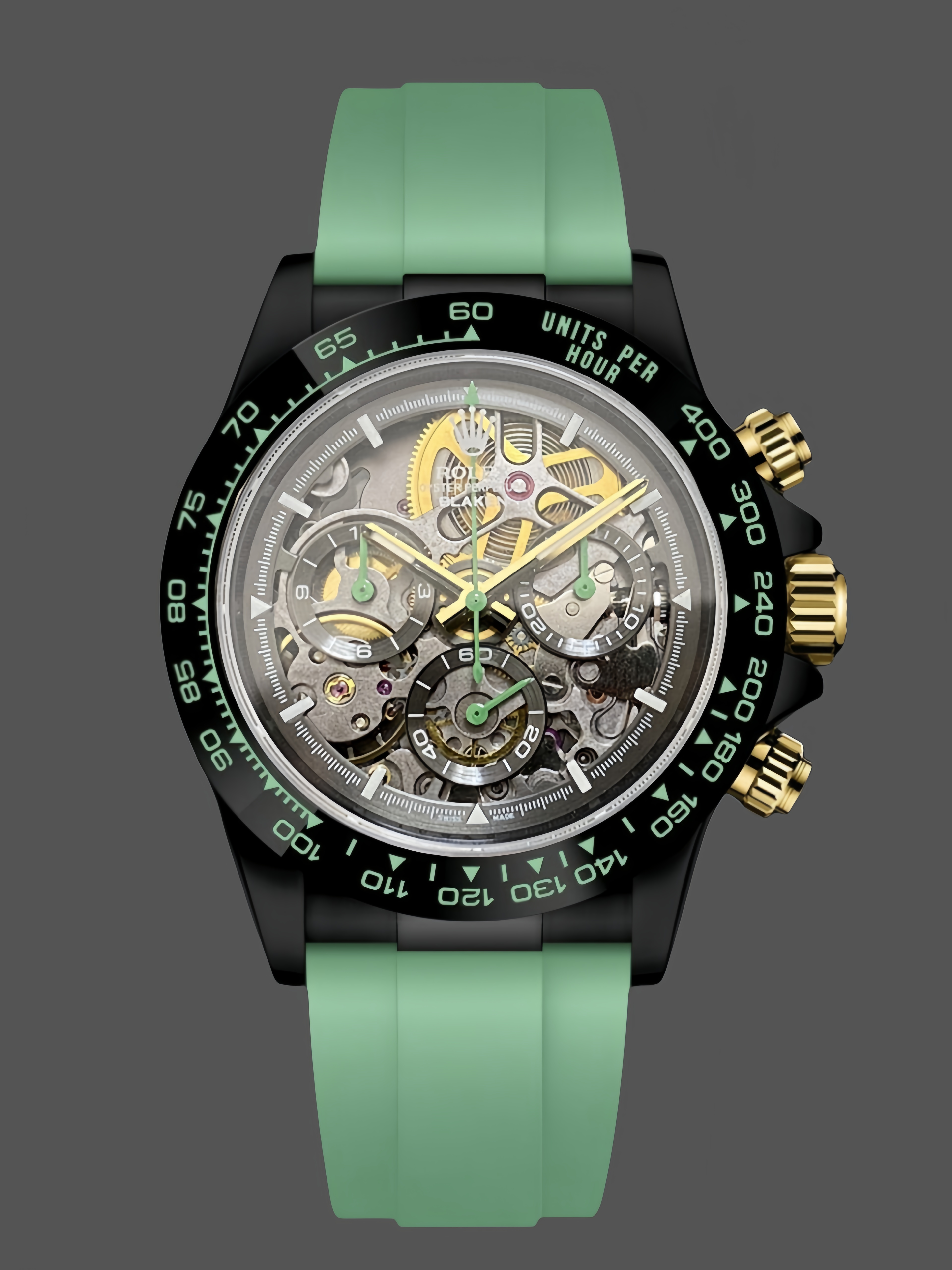Replica Rolex Daytona PVD Ceramic Bezel GET Best Edition Green Rubber Strap