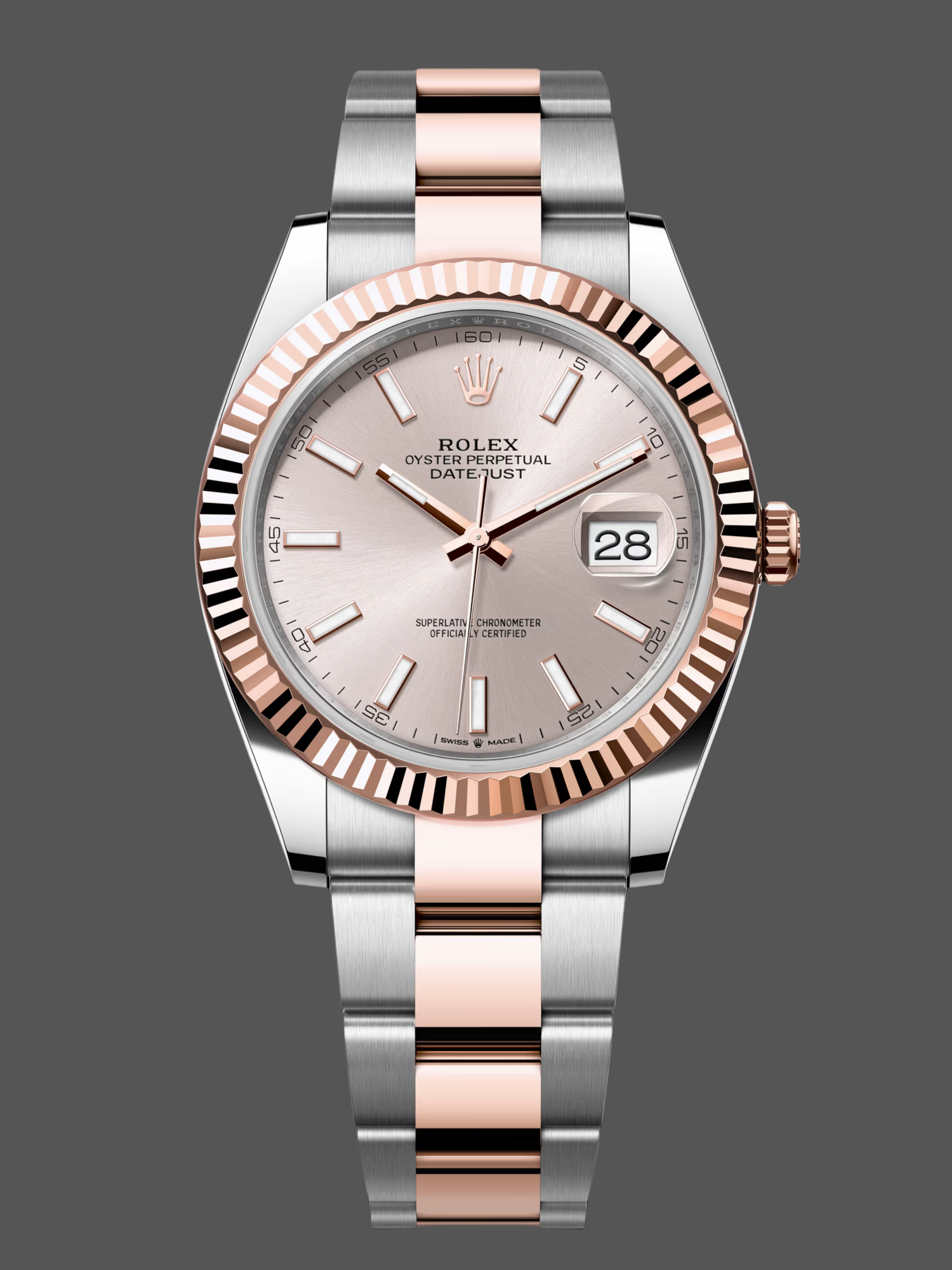 Replica Rolex Datejust 41mm Two Tone Rose Gold Sundust Index Dial 126331 0009