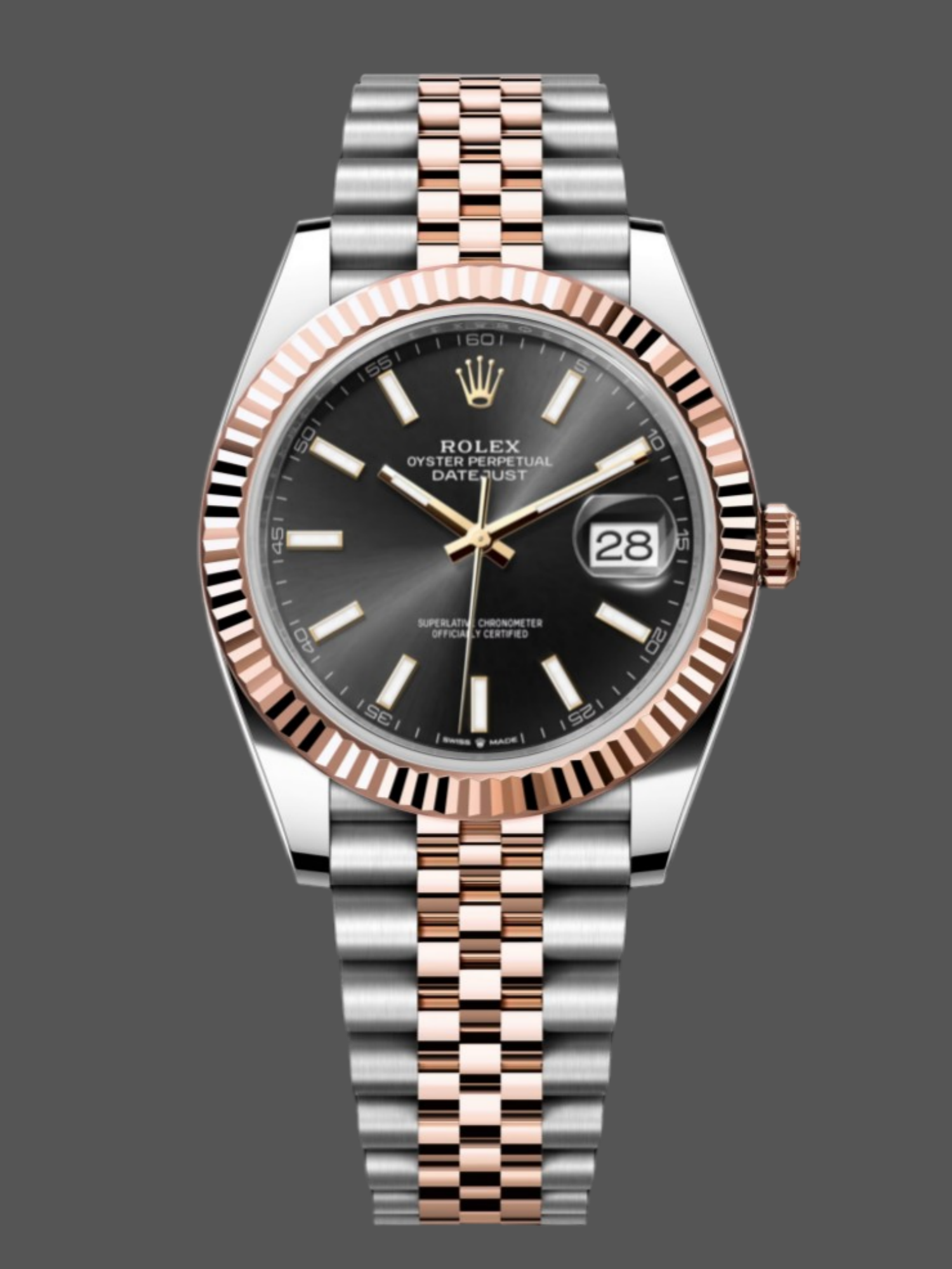 Replica Rolex Datejust 41 Everose Gold Black Dial Jubilee Bracelet 126331