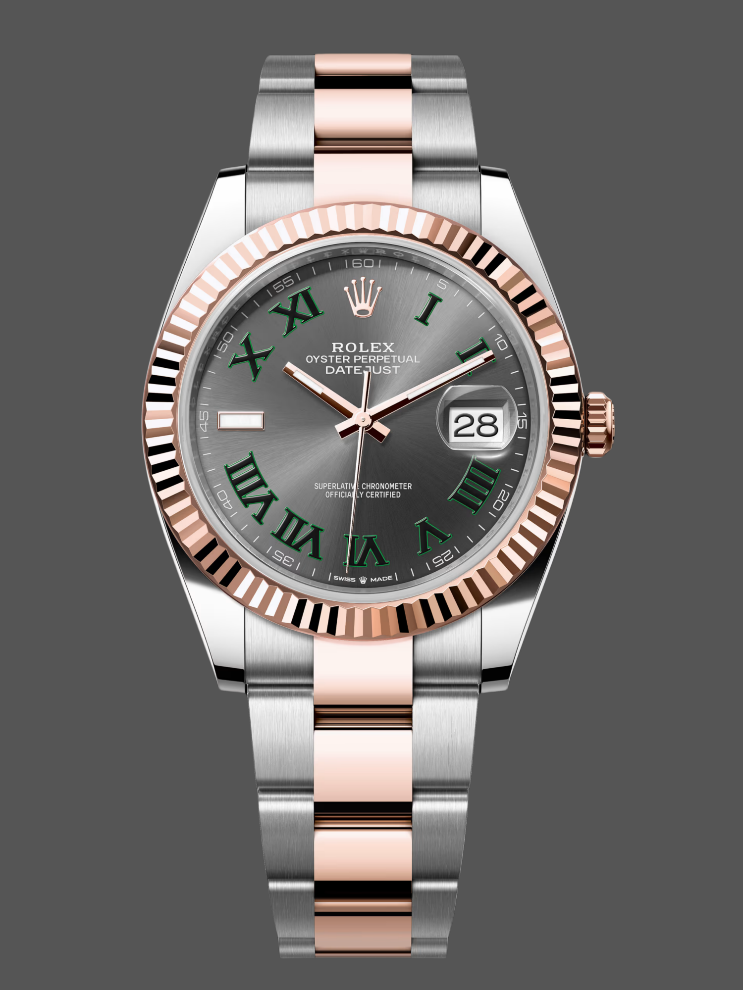 Replica Rolex Datejust 41 Steel and Everose Gold Wimbledon Dial Oster Band m126331 0015