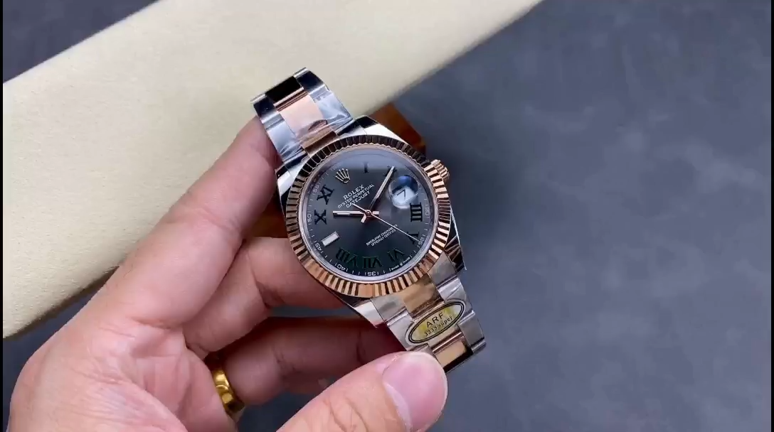 Replica Rolex Datejust 41 Steel and Everose Gold Wimbledon Dial Oster Band m126331 0015